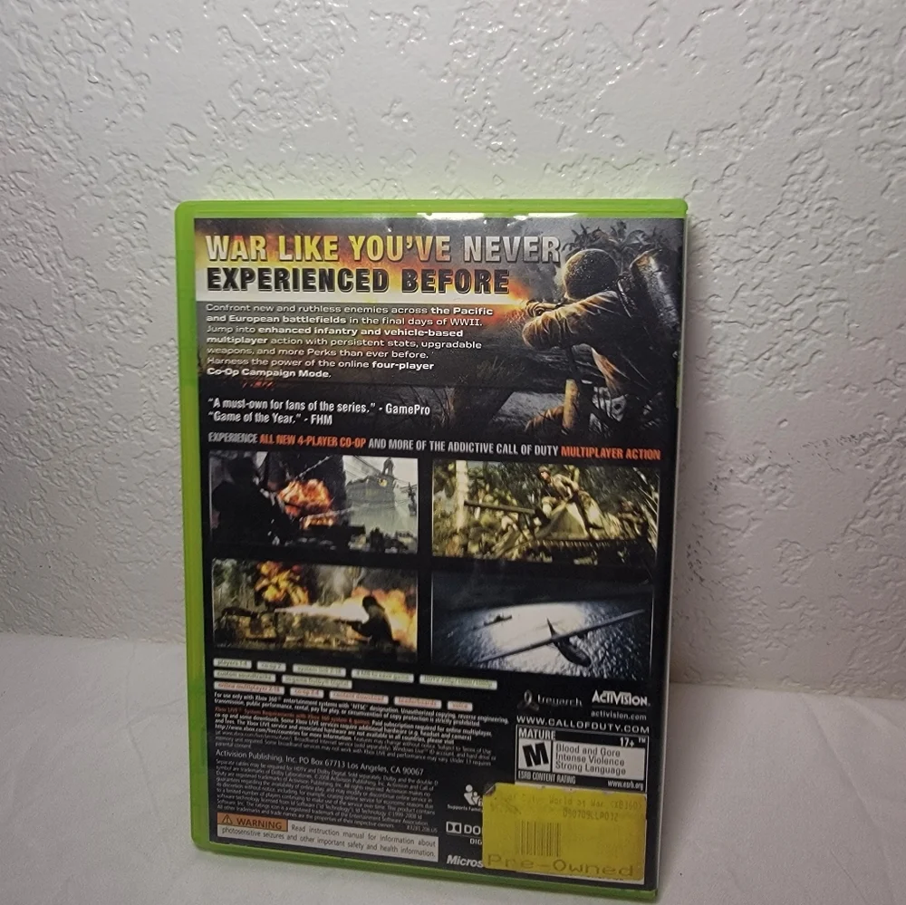Call of Duty World at War Microsoft Xbox 360 With Manual TESTED